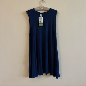 Sleeveless Navy Knit A-Line Dress
